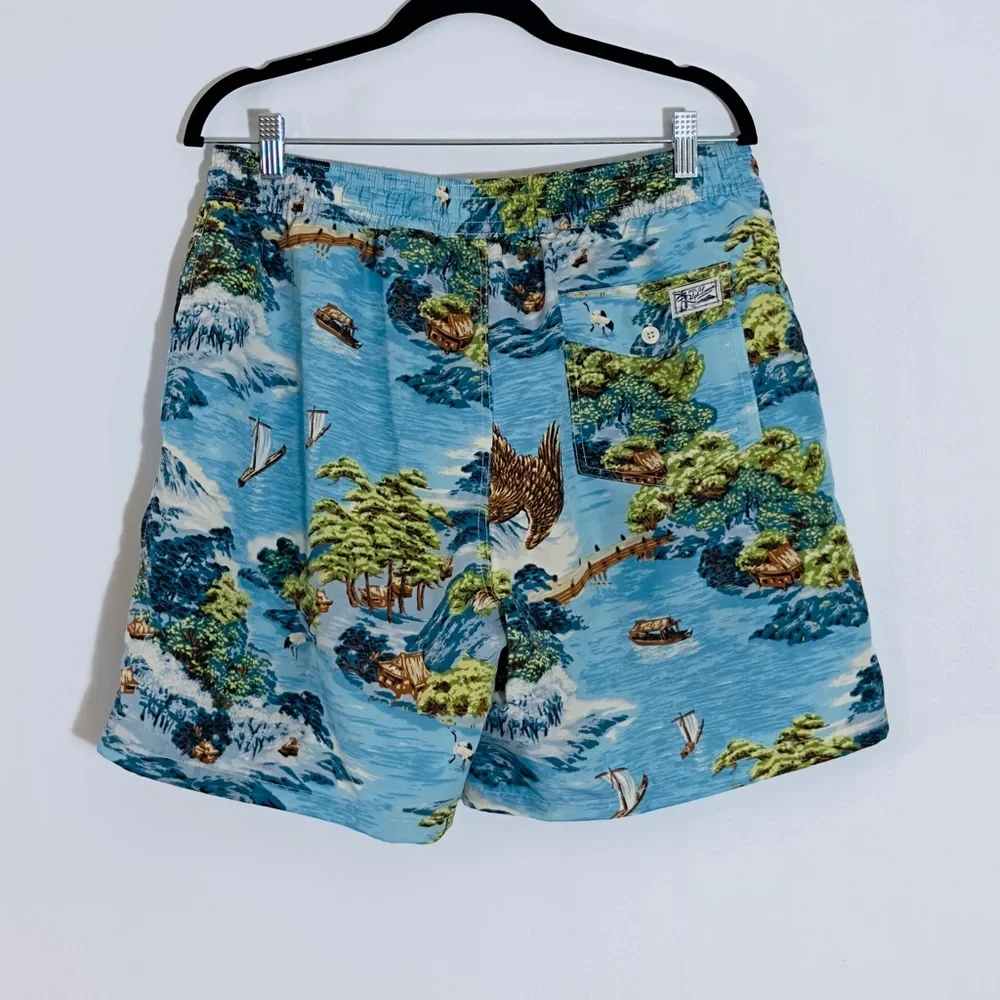Vintage Polo Ralph Lauren Scenic Blue‎ Swim Shorts Trunks XL Board Shorts